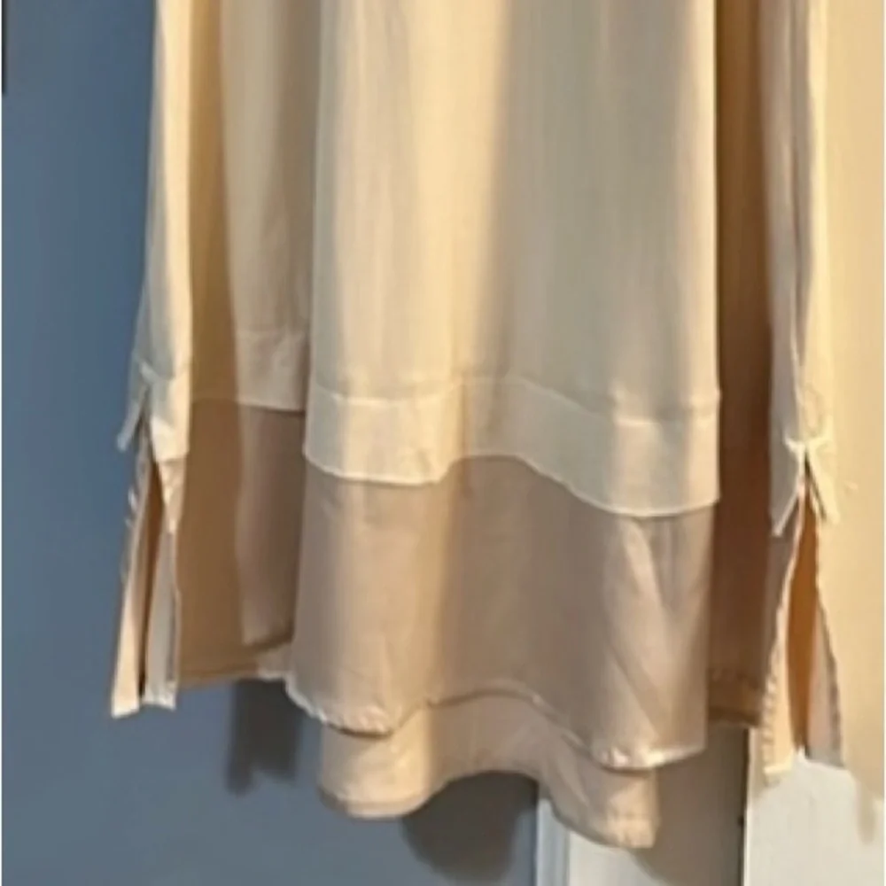 ORIGAMI By Vivien Creamy Beige Color Sleeveless Lace Hem Slip Dress Size L